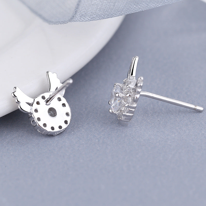 Women's earrings with sparkling crystals and playfully designed wings Land Girl