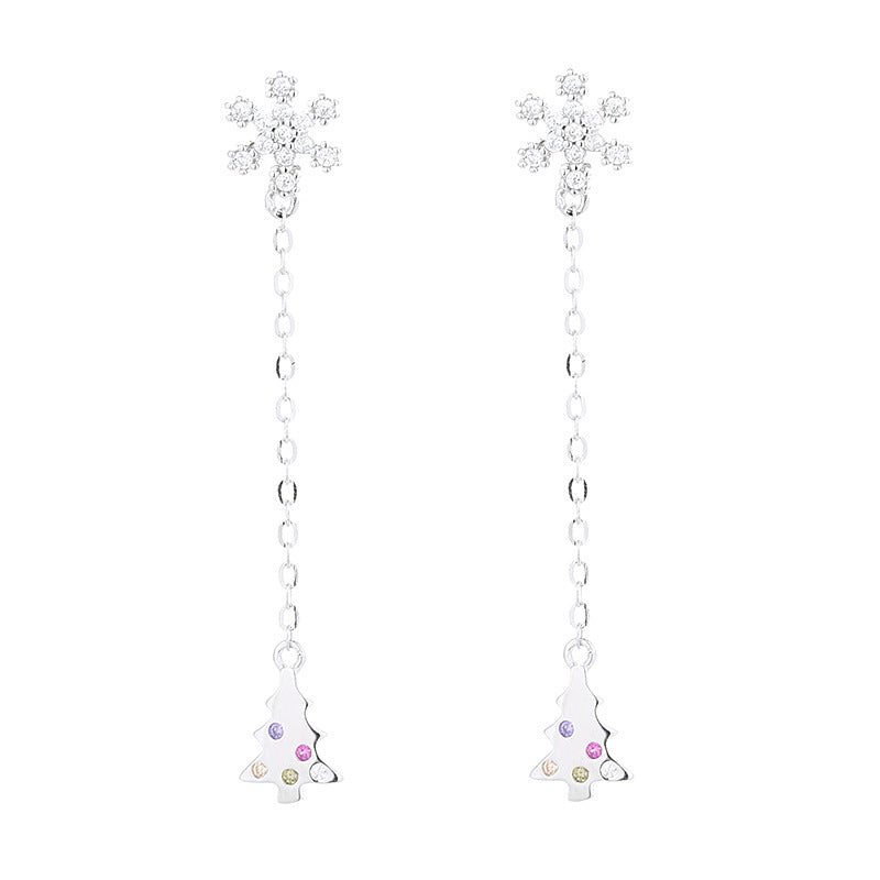 Women’s earrings with sparkling snowflake pendant and chain embellishment Land Girl