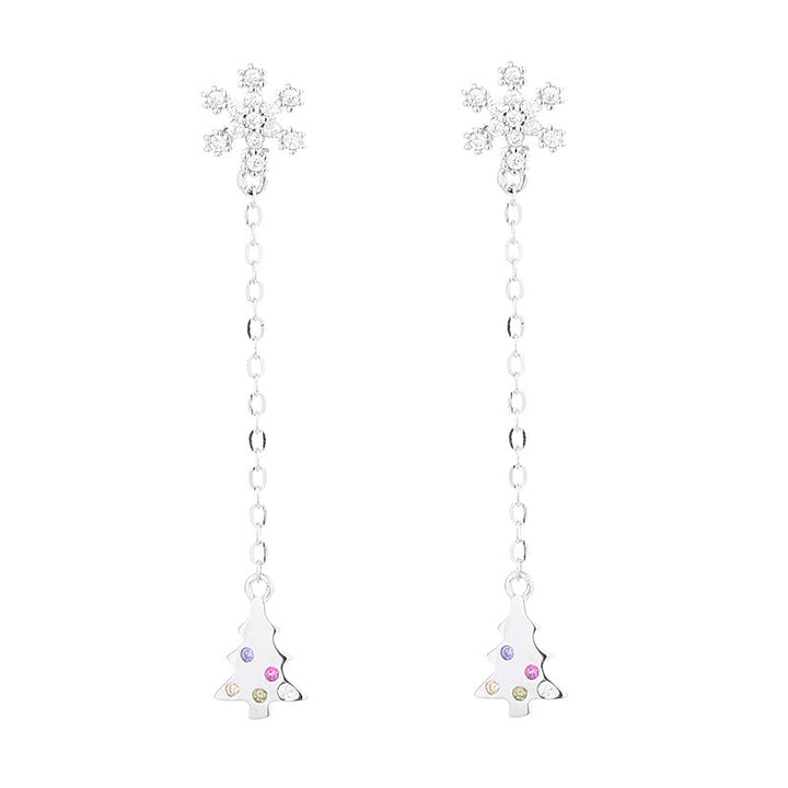 Women’s earrings with sparkling snowflake pendant and chain embellishment Land Girl
