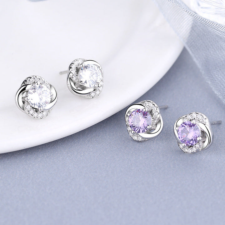Women's earrings with sparkling cubic zirconia and elegant cable design Land Girl