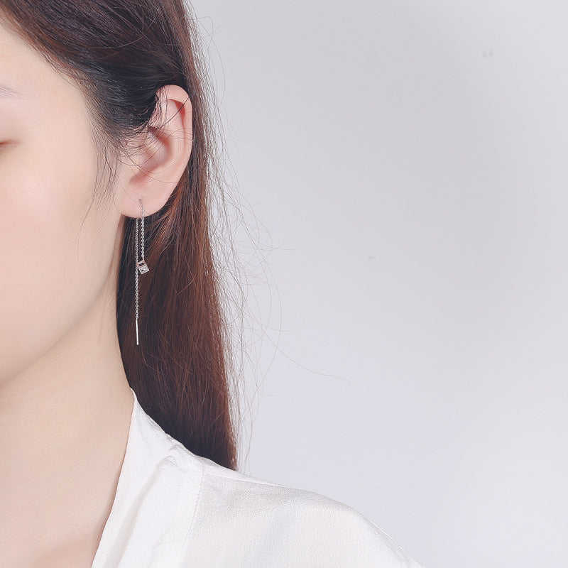 Women's earrings with elegant square pendant and shimmering zirconia Land Girl