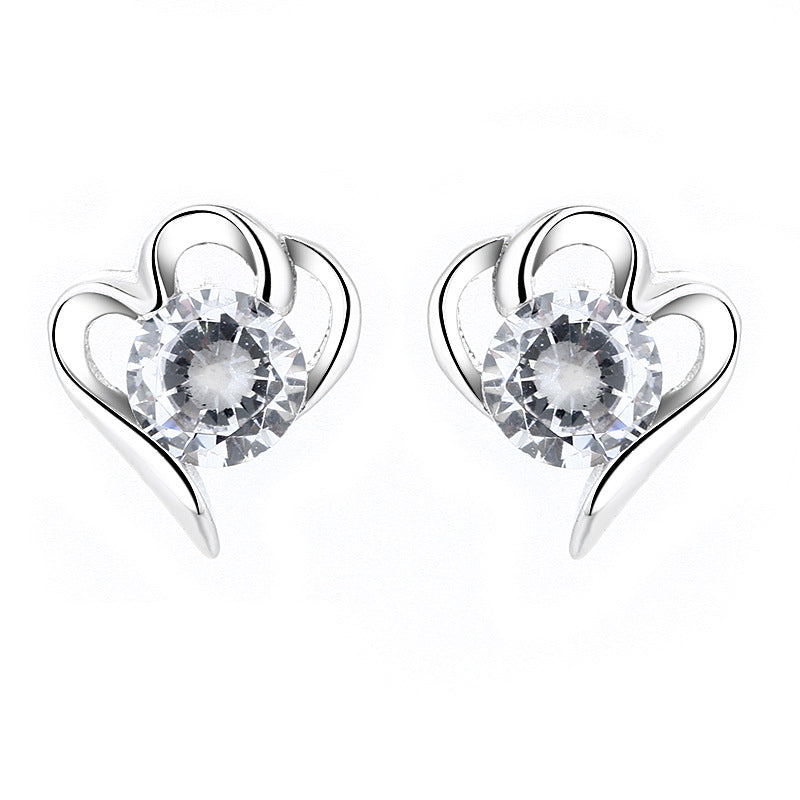 Women’s stud earrings with stylish heart design and sparkling crystals Land Girl