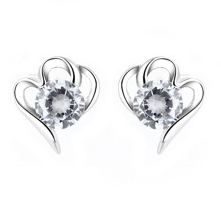 Women’s stud earrings with stylish heart design and sparkling crystals Land Girl