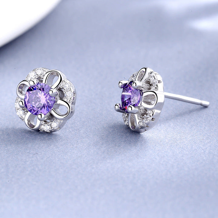 Women's stud earrings with delicate flower design and sparkling crystals Land Girl
