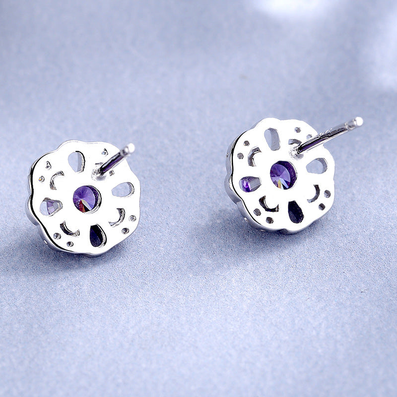 Women's stud earrings with delicate flower design and sparkling crystals Land Girl