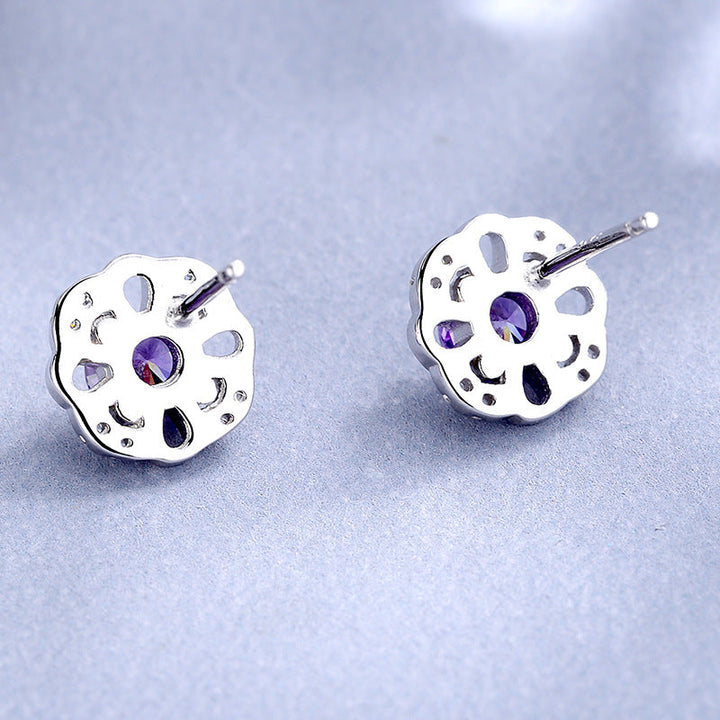 Women's stud earrings with delicate flower design and sparkling crystals Land Girl