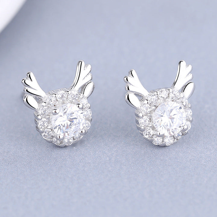 Women's earrings with sparkling crystals and playfully designed wings Land Girl