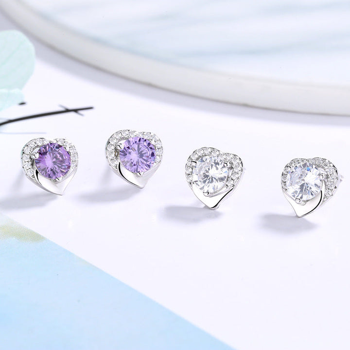Women's earrings in heart-shaped design with sparkling zirconia Land Girl