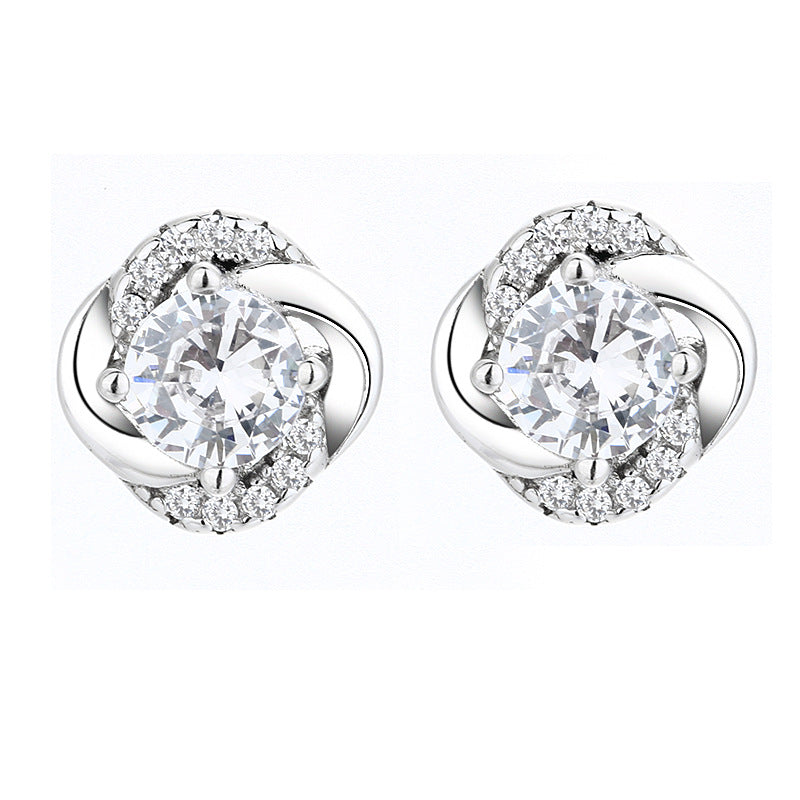 Women's earrings with sparkling cubic zirconia and elegant cable design Land Girl