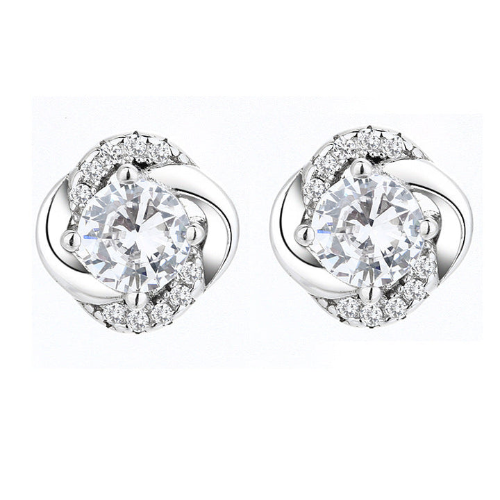 Women's earrings with sparkling cubic zirconia and elegant cable design Land Girl