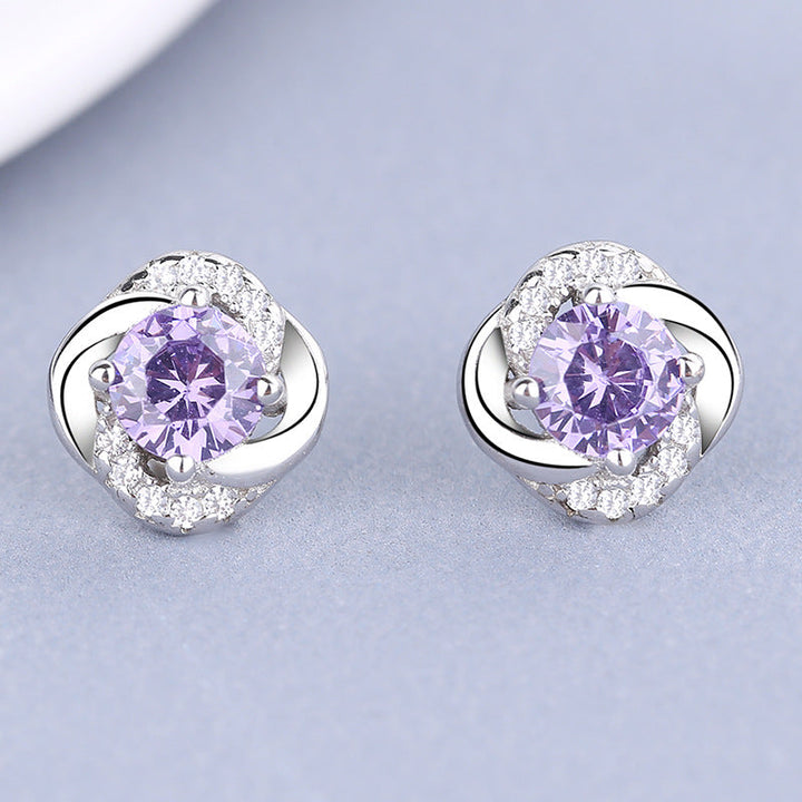 Women's earrings with sparkling cubic zirconia and elegant cable design Land Girl