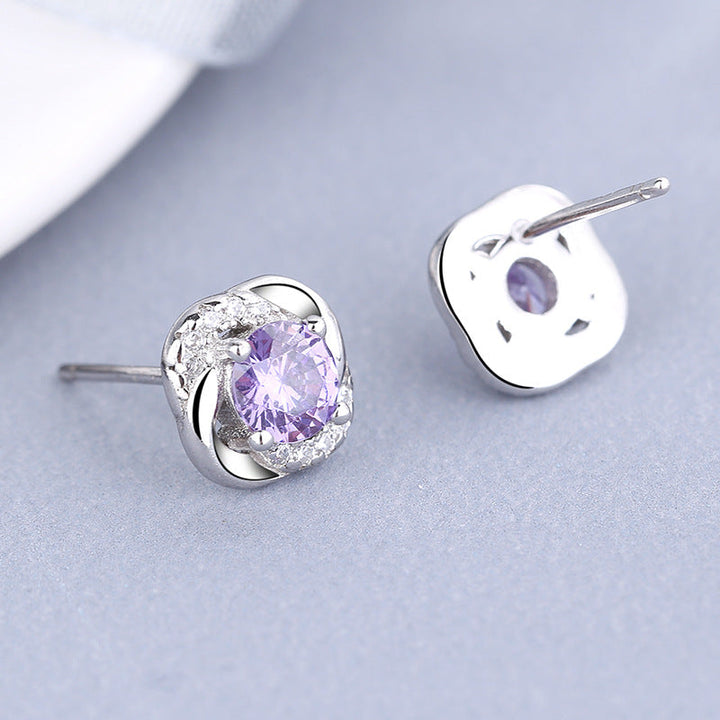 Women's earrings with sparkling cubic zirconia and elegant cable design Land Girl