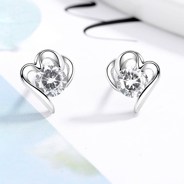 Women’s stud earrings with stylish heart design and sparkling crystals Land Girl