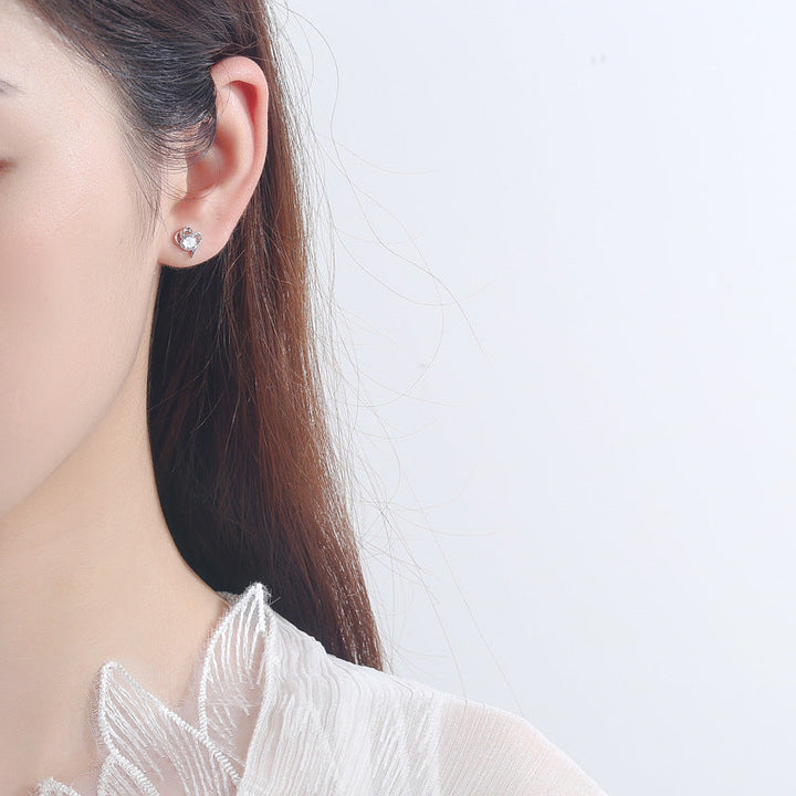 Women’s stud earrings with stylish heart design and sparkling crystals Land Girl