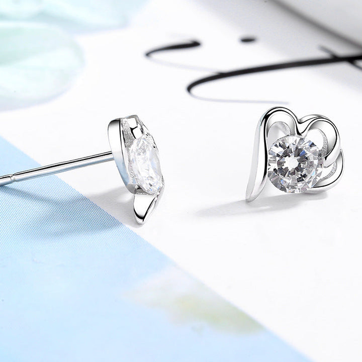 Women’s stud earrings with stylish heart design and sparkling crystals Land Girl