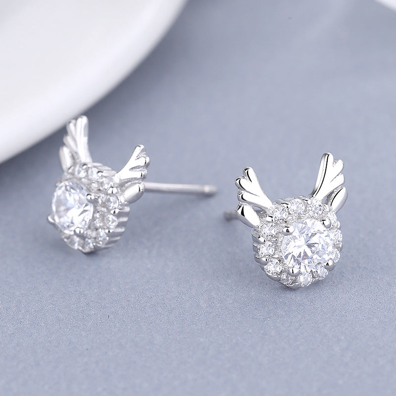 Women's earrings with sparkling crystals and playfully designed wings Land Girl