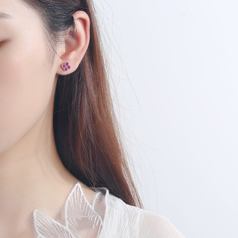 Women's earrings with multilayer floral design and sparkling zirconia Land Girl