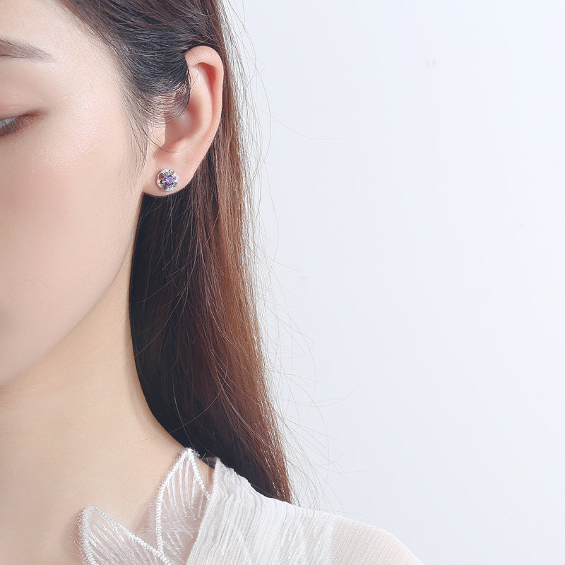 Women's stud earrings with delicate flower design and sparkling crystals Land Girl