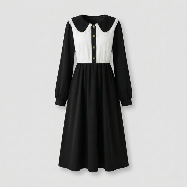 Women Midi Dress Ruffled Collar Empire