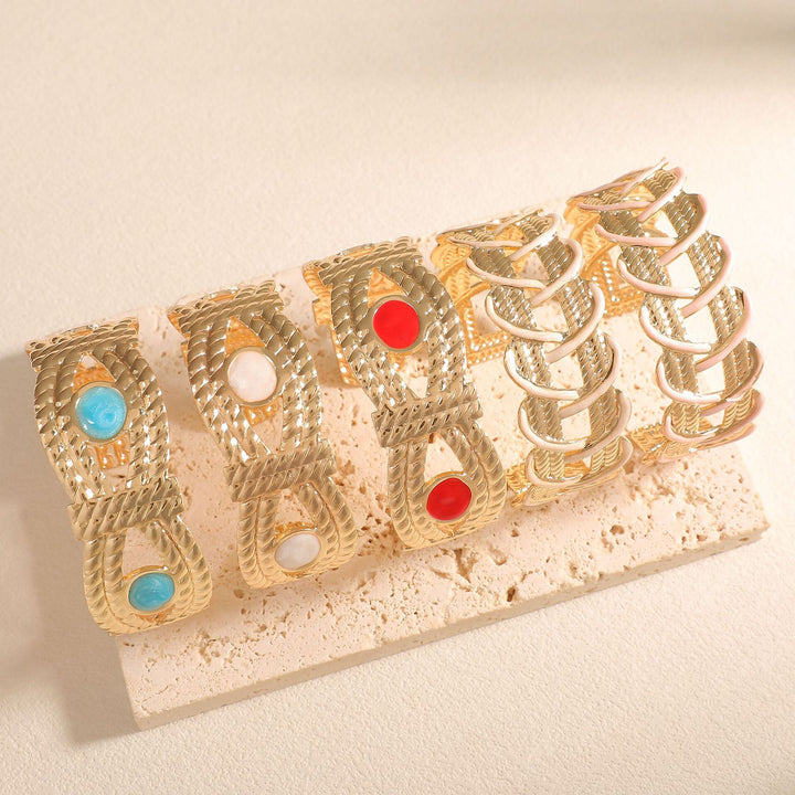 Women Open Bangle with Artistic Braiding Pattern Land Girl