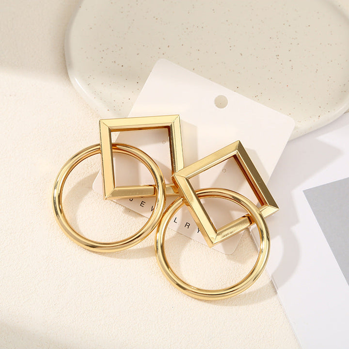 Women's Hanging Earrings with Square Design and Glossy Surface Land Girl