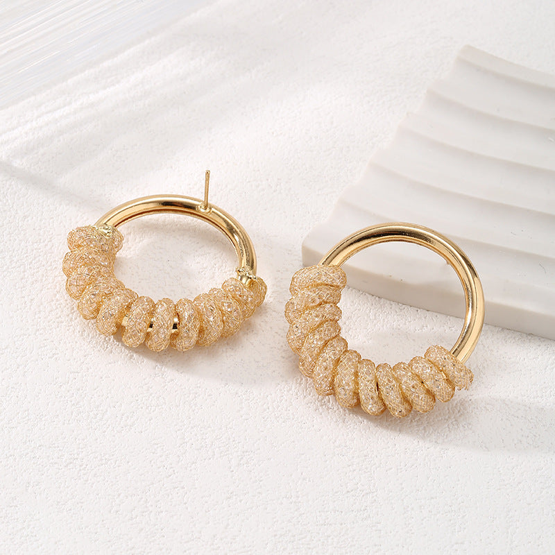 Women's Hanging Earrings with Artistic Spiral Structure Land Girl