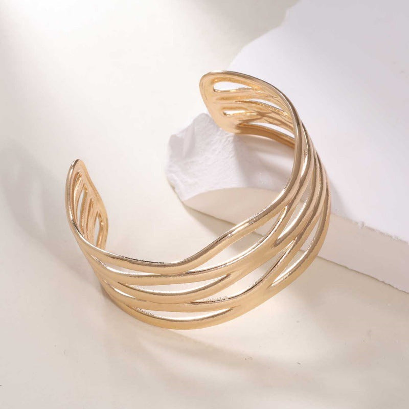 Women's Open Bangle with Elegant Wave Design Land Girl