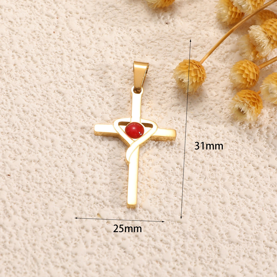 Ladies cross pendant with heart-shaped design and sparkling accents Land Girl