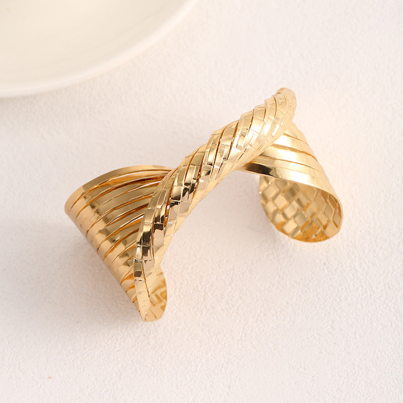 Ladies Open Bangle with Artistic Fold Design Land Girl