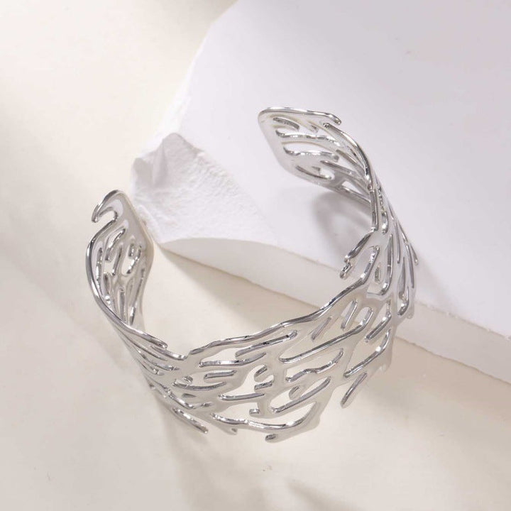 Women's Open Bangle with Elegant Wave Design Land Girl