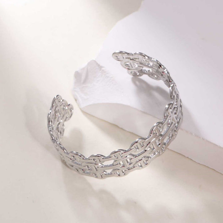 Women's Open Bangle in Modern Bamboo Design Land Girl
