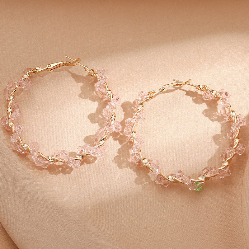 Ladies hoop earrings with luxurious pearl accents and elegant, twisted design Land Girl