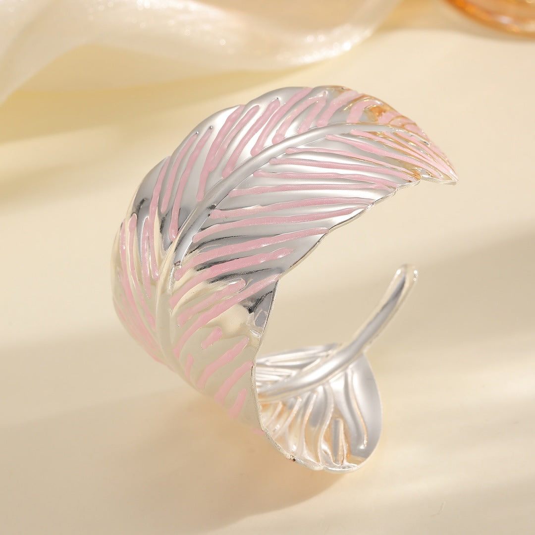 Ladies Open Cuff Bracelet in Tropical Leaf Design Land Girl
