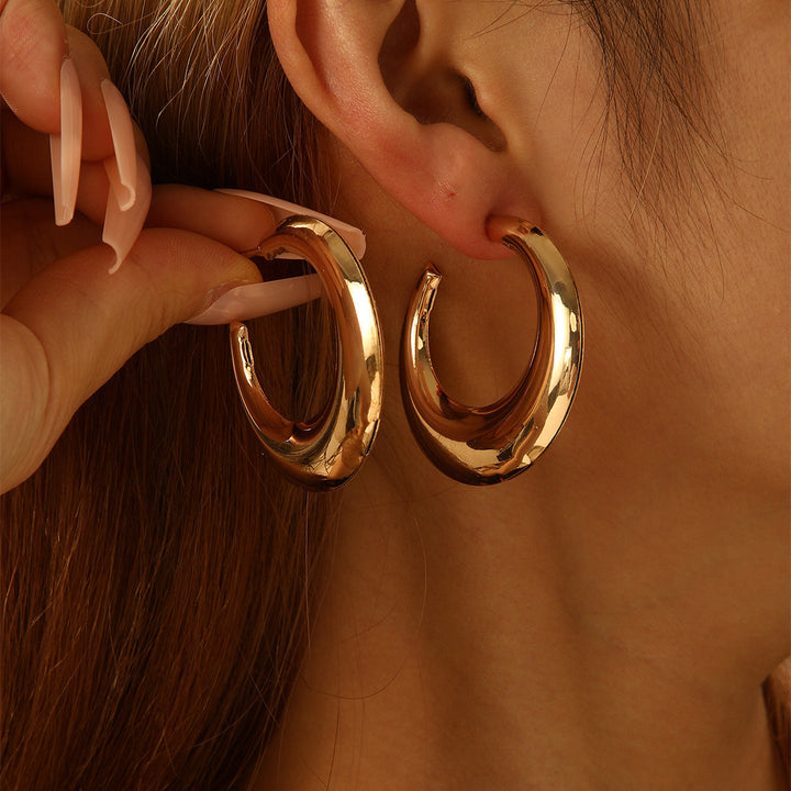 Women's Hanging Earrings in Modern Crescent Design Land Girl