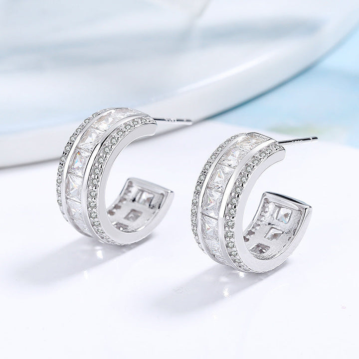 Women's stud earrings with elegant crystal and zirconia embellishment Land Girl