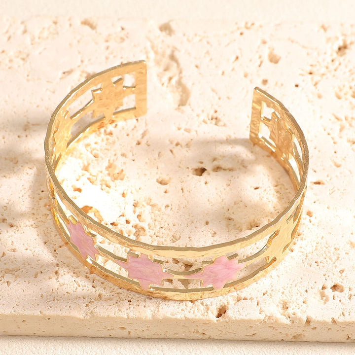 Women's Open Bangle with Elegant Leaf Design Land Girl