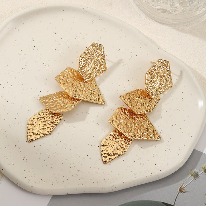 Women's elegant earrings with rustic, folded design Land Girl