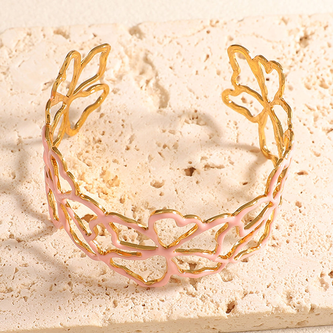 Women Open Bangle in Elegant Leaf Design Land Girl