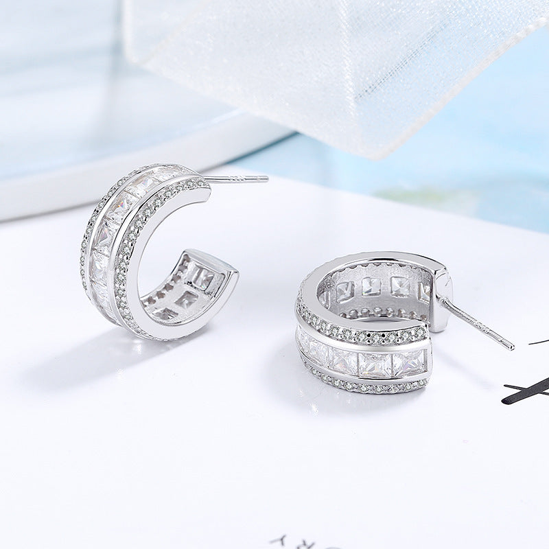 Women's stud earrings with elegant crystal and zirconia embellishment Land Girl