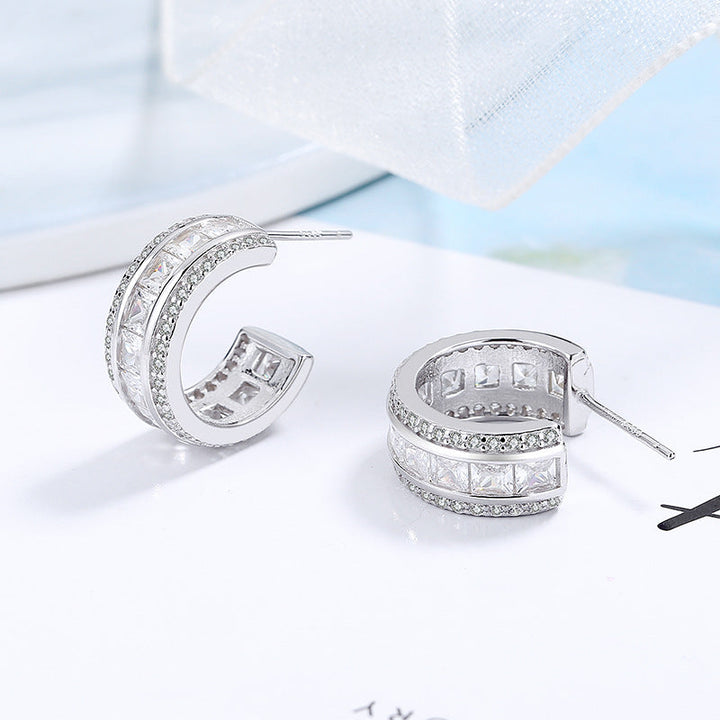 Women's stud earrings with elegant crystal and zirconia embellishment Land Girl