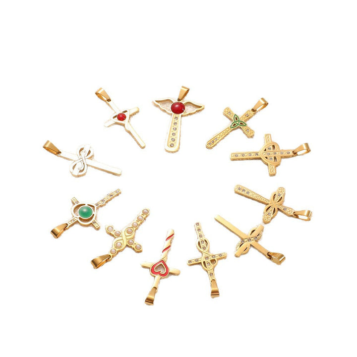 Ladies cross pendant with heart-shaped design and sparkling accents Land Girl
