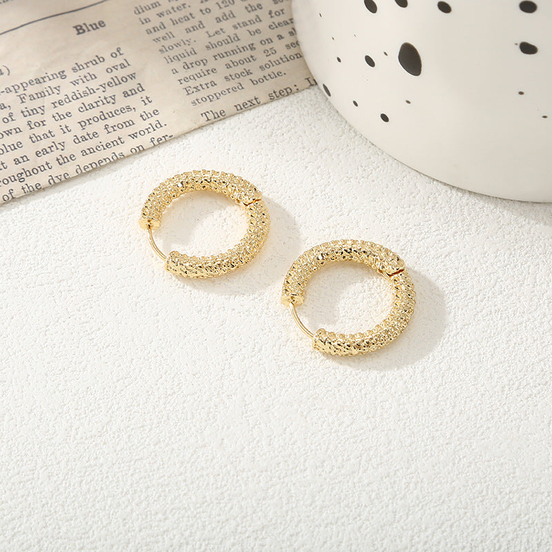 Women's hoop earrings with modern, textured design Land Girl