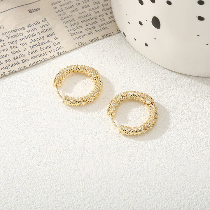 Women's hoop earrings with modern, textured design Land Girl