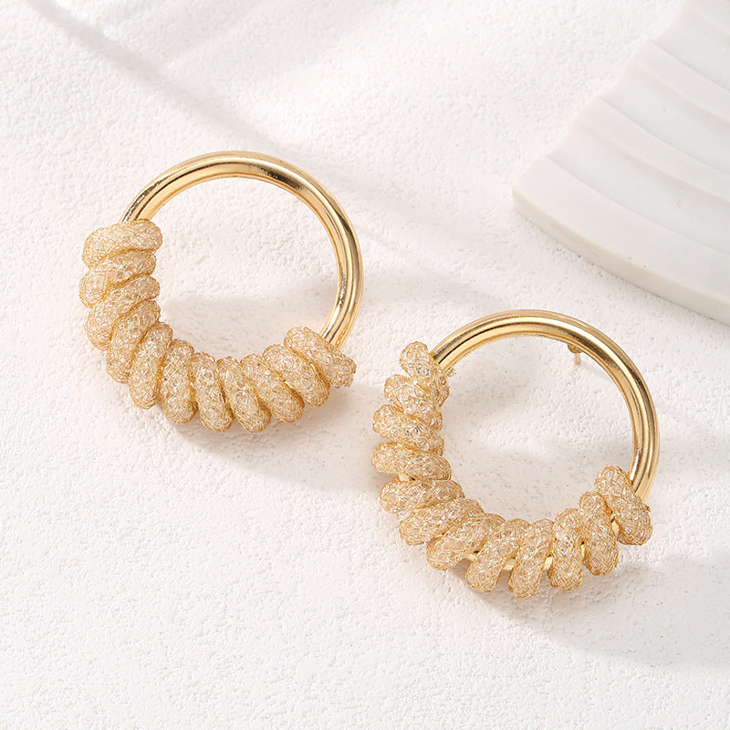 Women's Hanging Earrings with Artistic Spiral Structure Land Girl