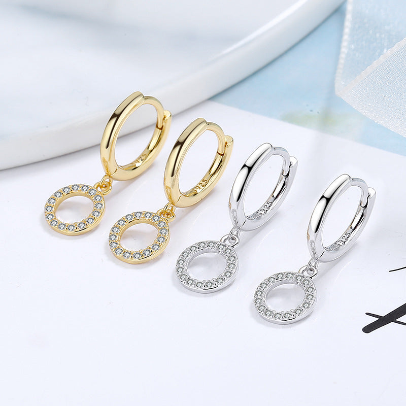 Women's earrings with sparkling circle pendant Land Girl