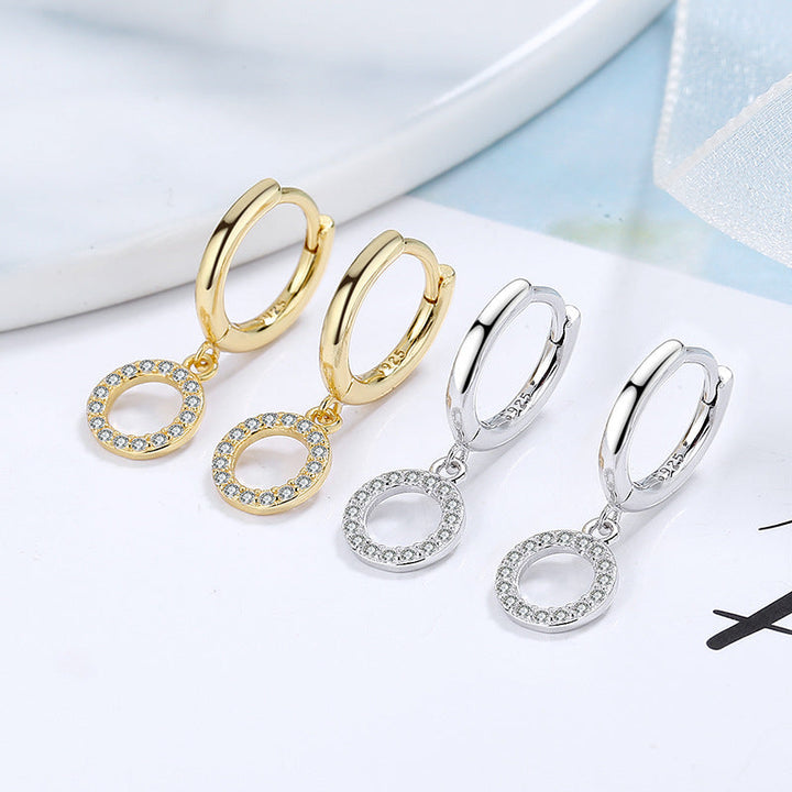Women's earrings with sparkling circle pendant Land Girl