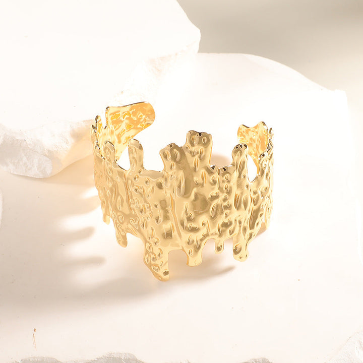 Women Open Bangle with Artistic Relief Design Land Girl