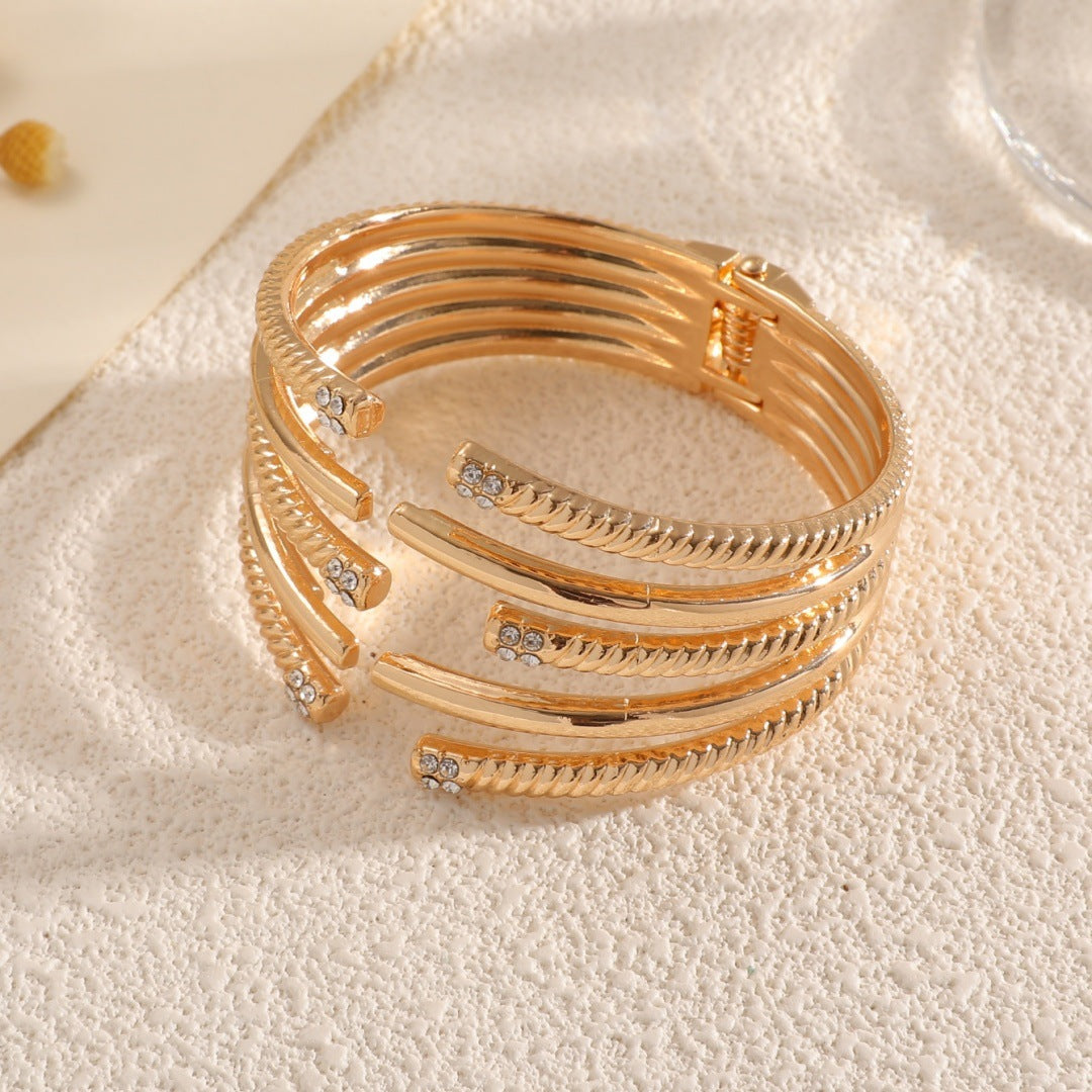 Women's Open Bangle with Modern, Layered Design Land Girl