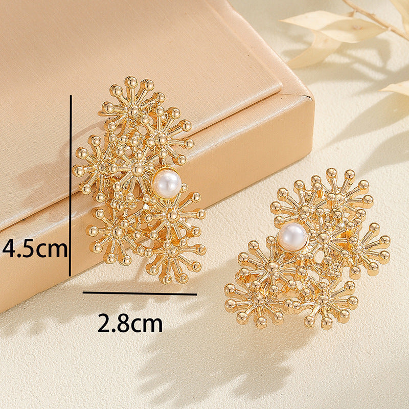 Women’s ear clips with elaborate flower design and pearl accent Land Girl