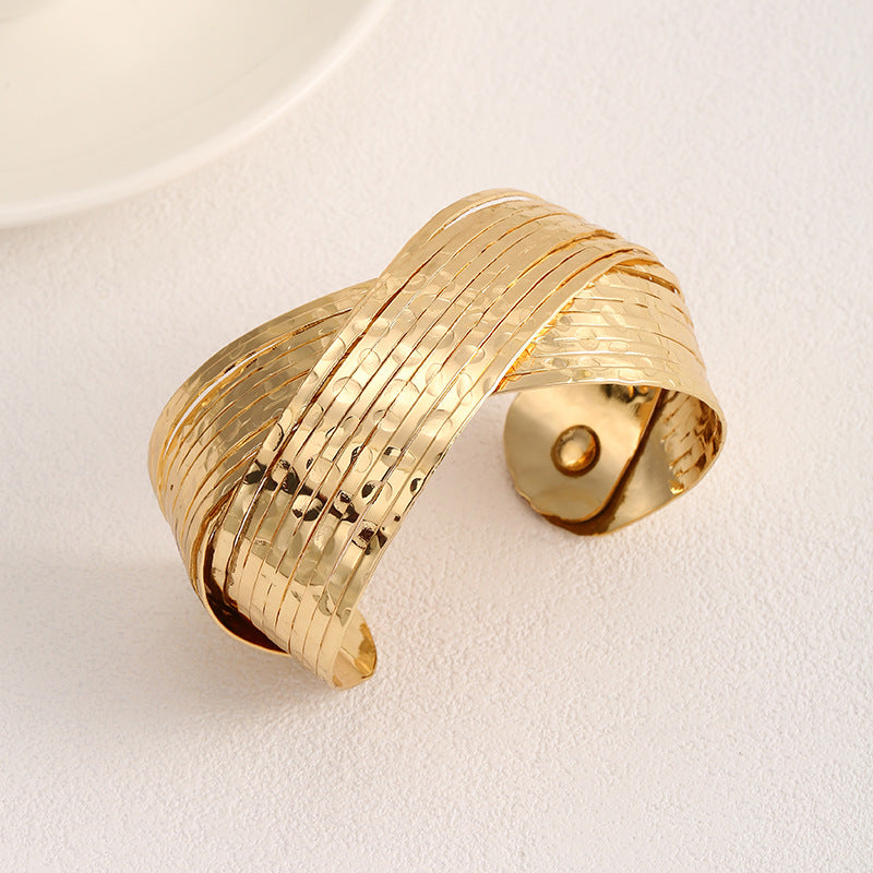 Ladies Open Bangle with Artistic Fold Design Land Girl